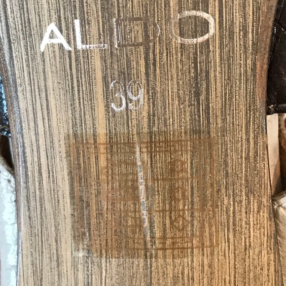 NEW ALDO GENUINE LEATHER CHOCOLATE BROWN/LIGHT GREY OPEN-TOE LACE-UP SHOES 39 - Picture 8 of 8